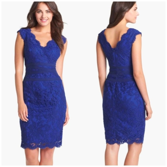 NWT Tadashi Shoji Embroidered Lace Marna Blue Cocktail Dress Size 6 - Picture 1 of 13